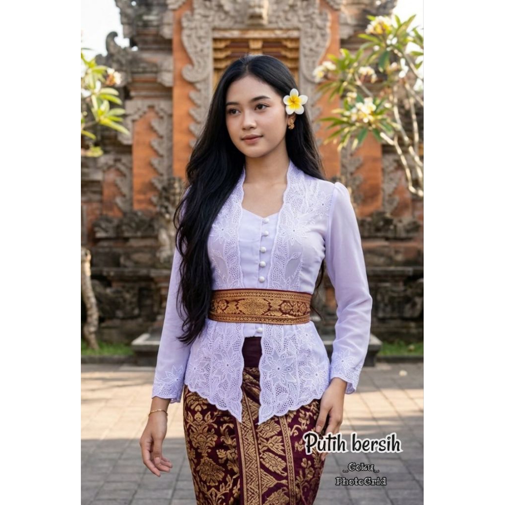 kebaya bordir terbaru spesial putih lengan panjang/kancing sumpil