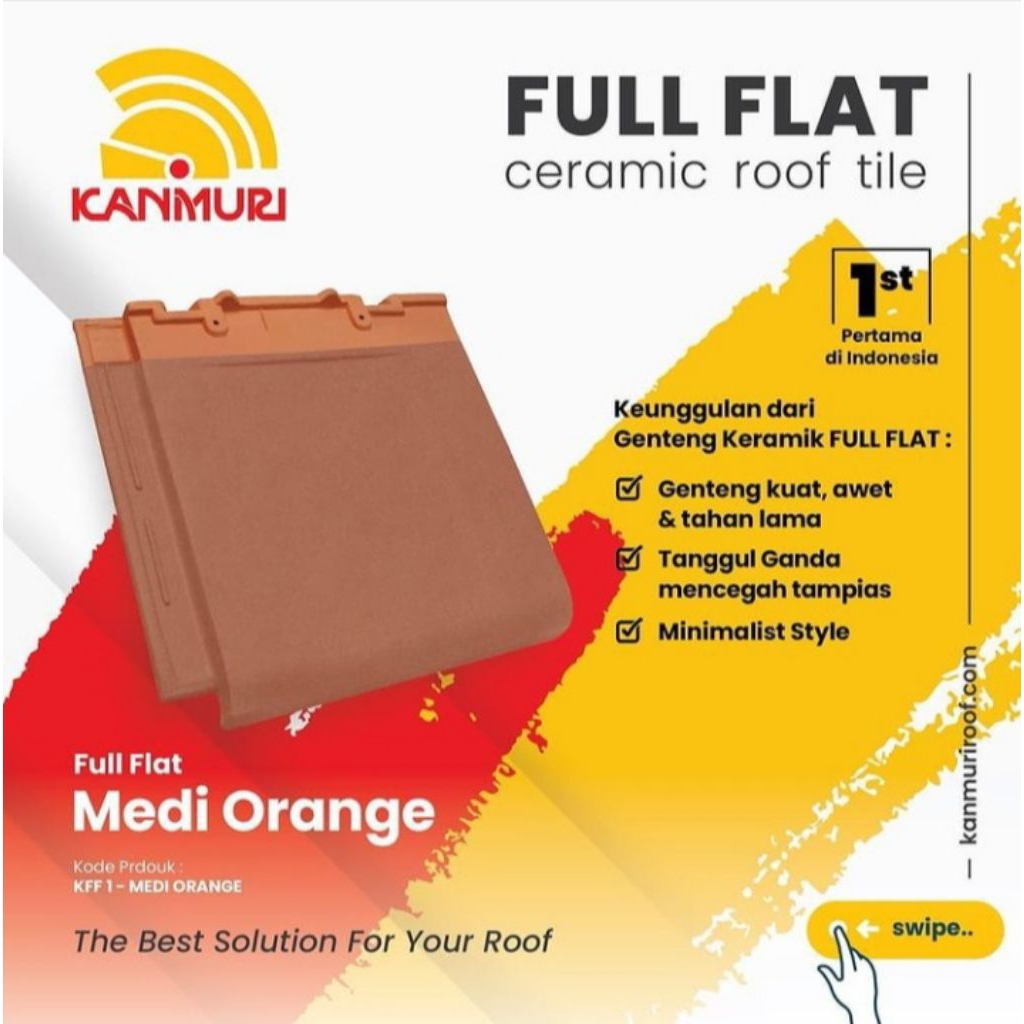 genteng keramik kanmuri full flat medi orange
