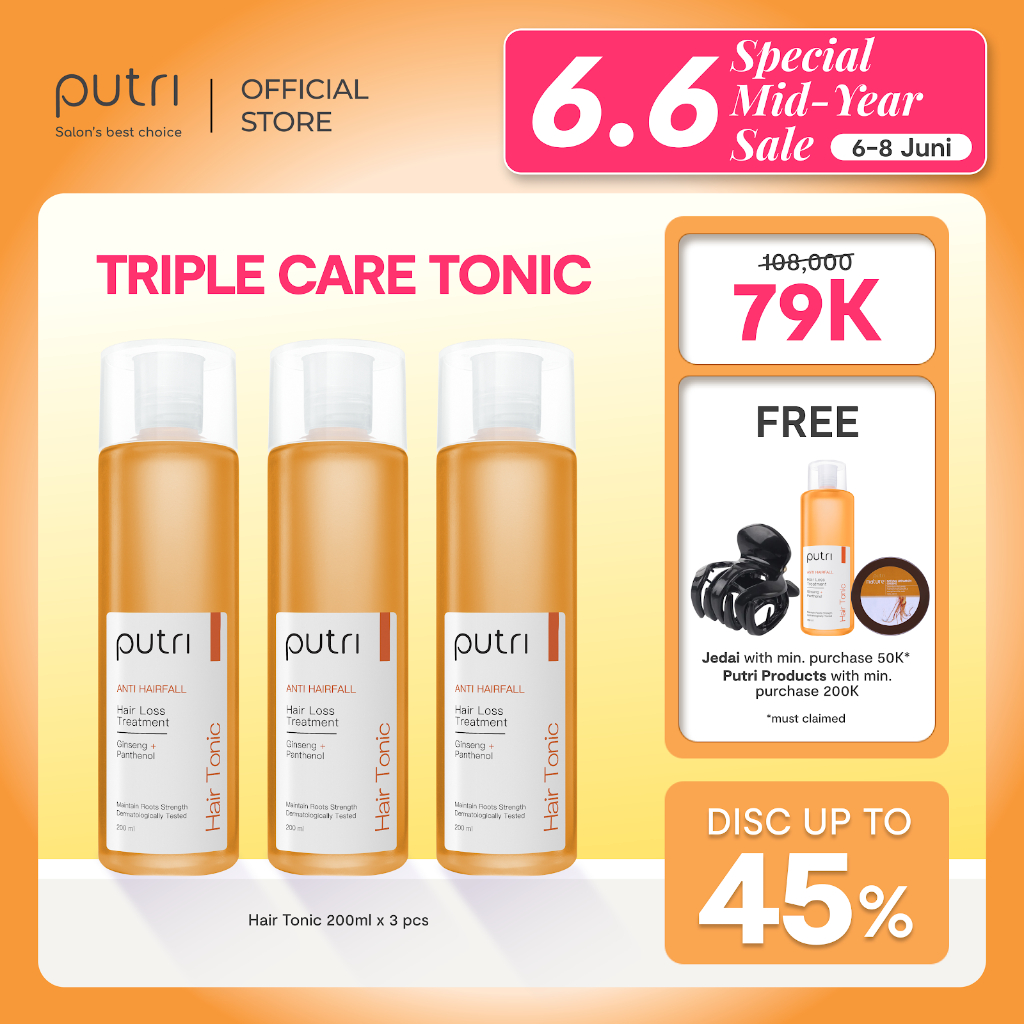 Putri Triple Care Cool Refresh Hair Tonic 200mL | Hair Tonic Wangi Tahan Lama | Tonic Badai | Hair T