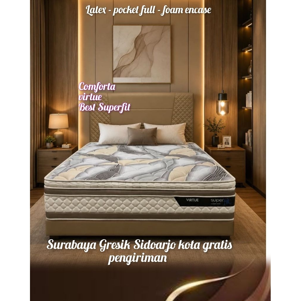Comforta Superfit Virtue latex foam encase true pocket Spring kasur spring bed 140 160 180 x 200