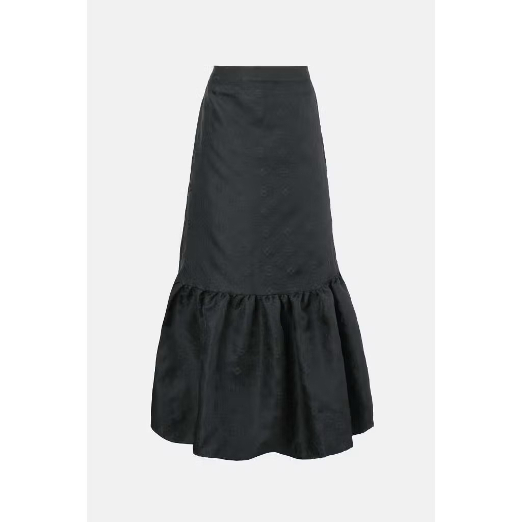 [NEW] Cassey Monogram Ruffle Skirt - Black by Buttonscarves