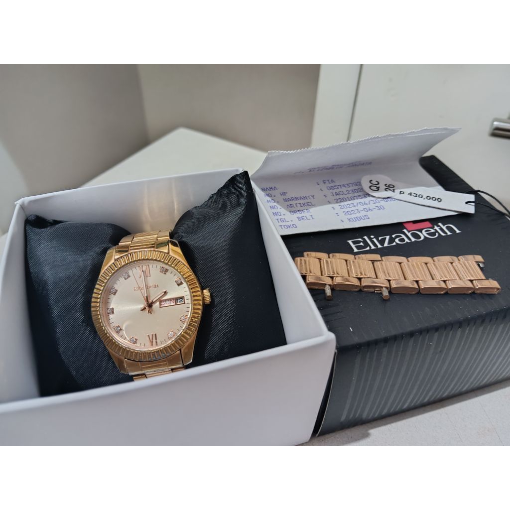 Jam Tangan Wanita Elizabeth GOLD // PreLoved // Tanggal Aktif