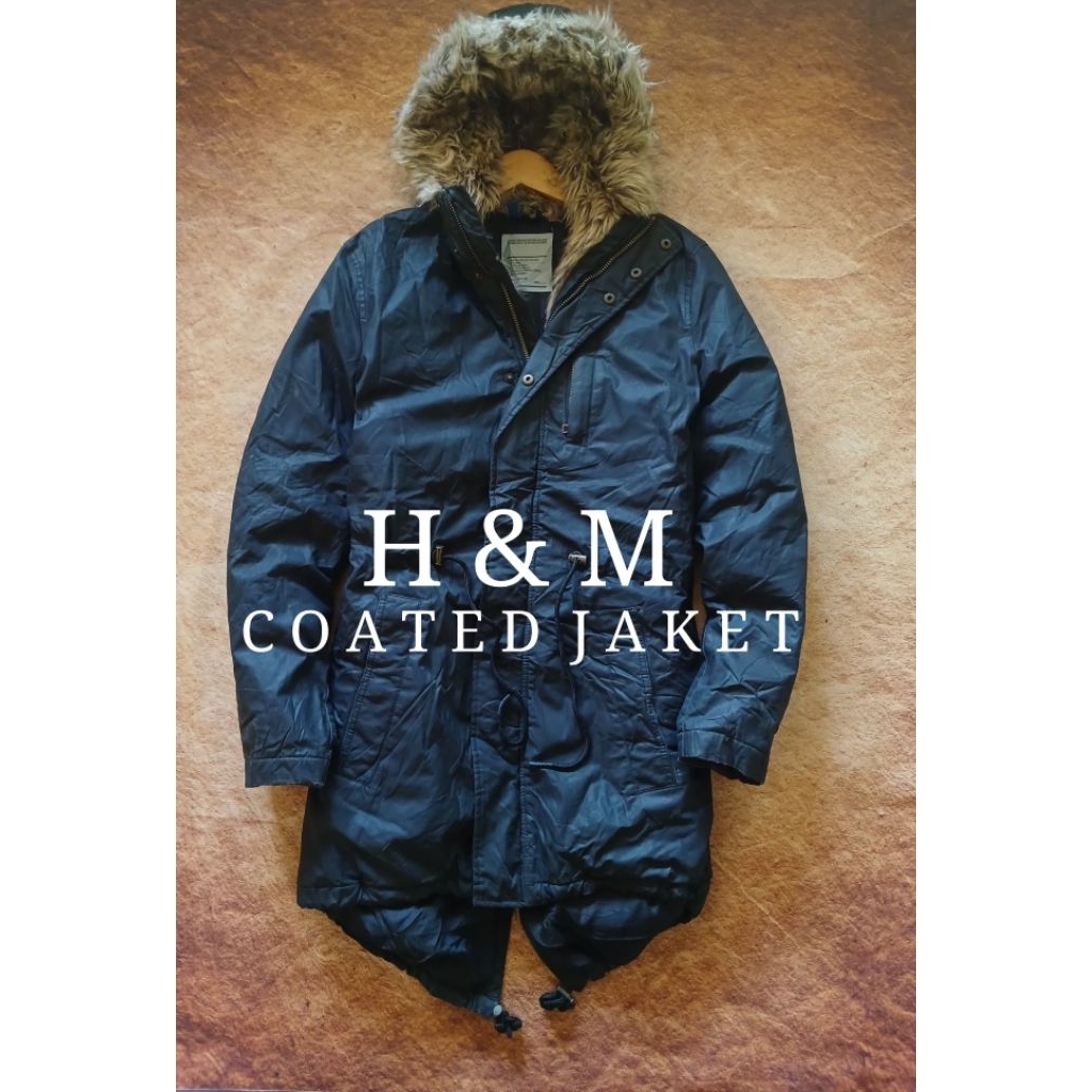 Jaket parka H&M bahan coated anti bara bekas pakai