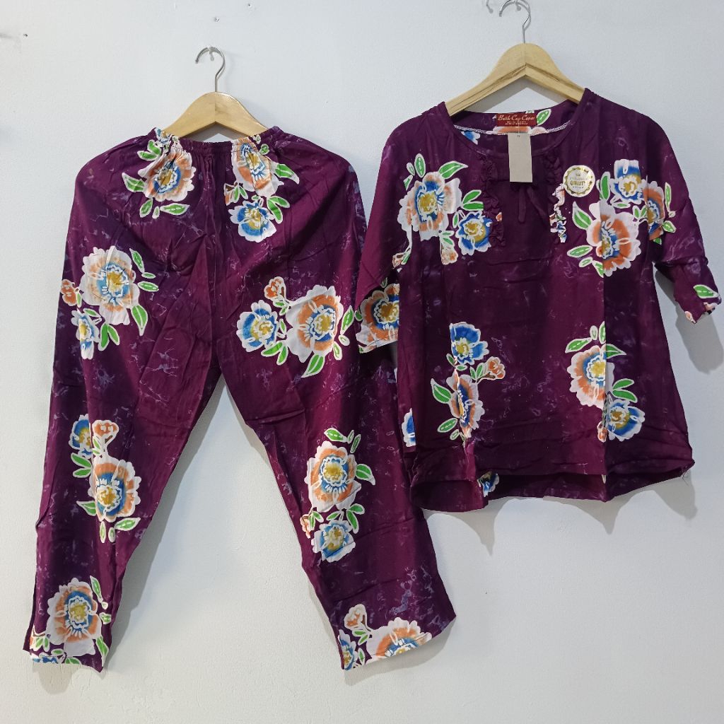 CP TANGAN 3/4 ABG BATIK CAP COPAR  / SETELAN BATIK COPAR CAP PREMIUM  / ONE SET LILY ABG BATIK CAP C