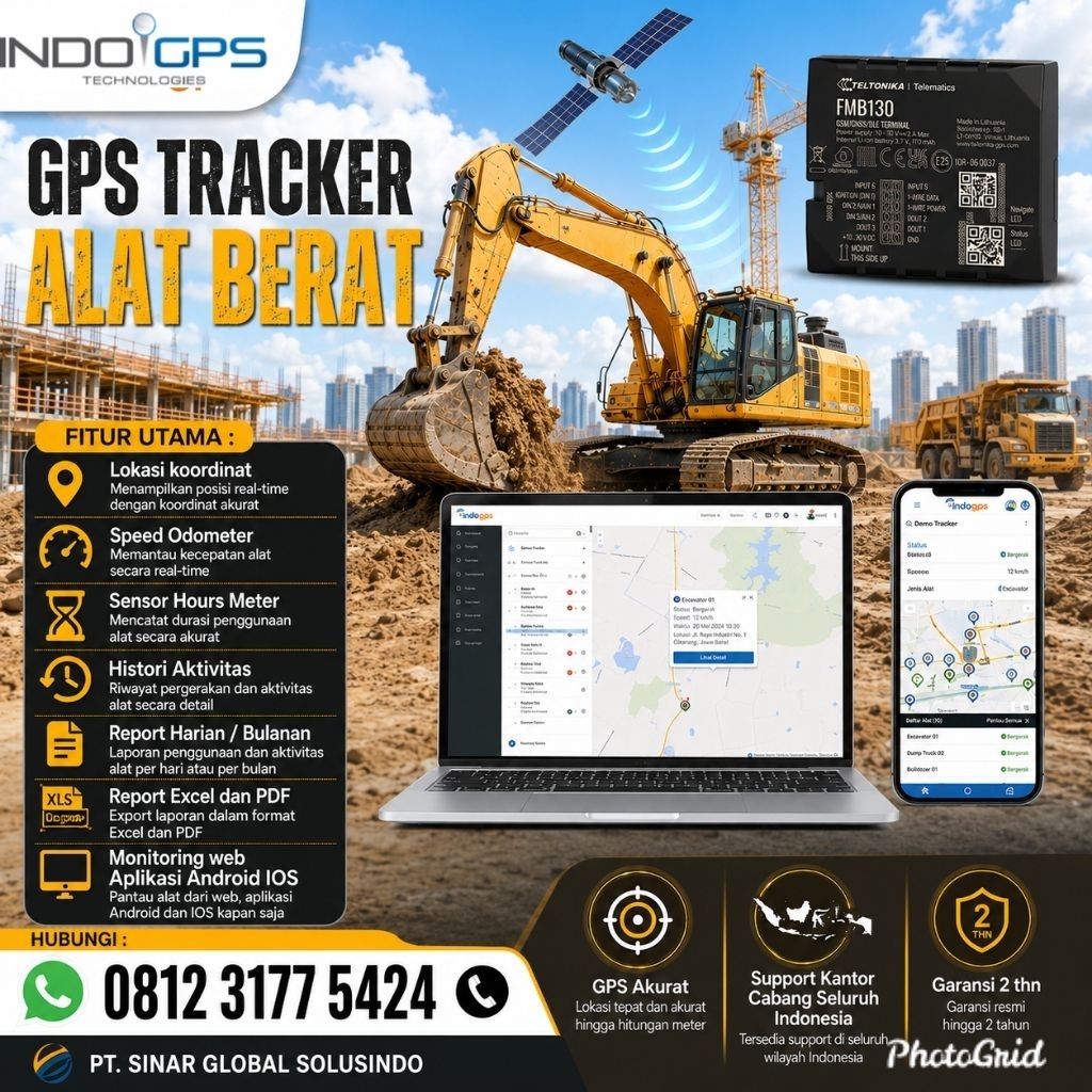 GPS Tracker Alat Berat Sensor Hours Meter GPS Tracker Sensor Jam Kerrja GPS Tracker INDOGPS