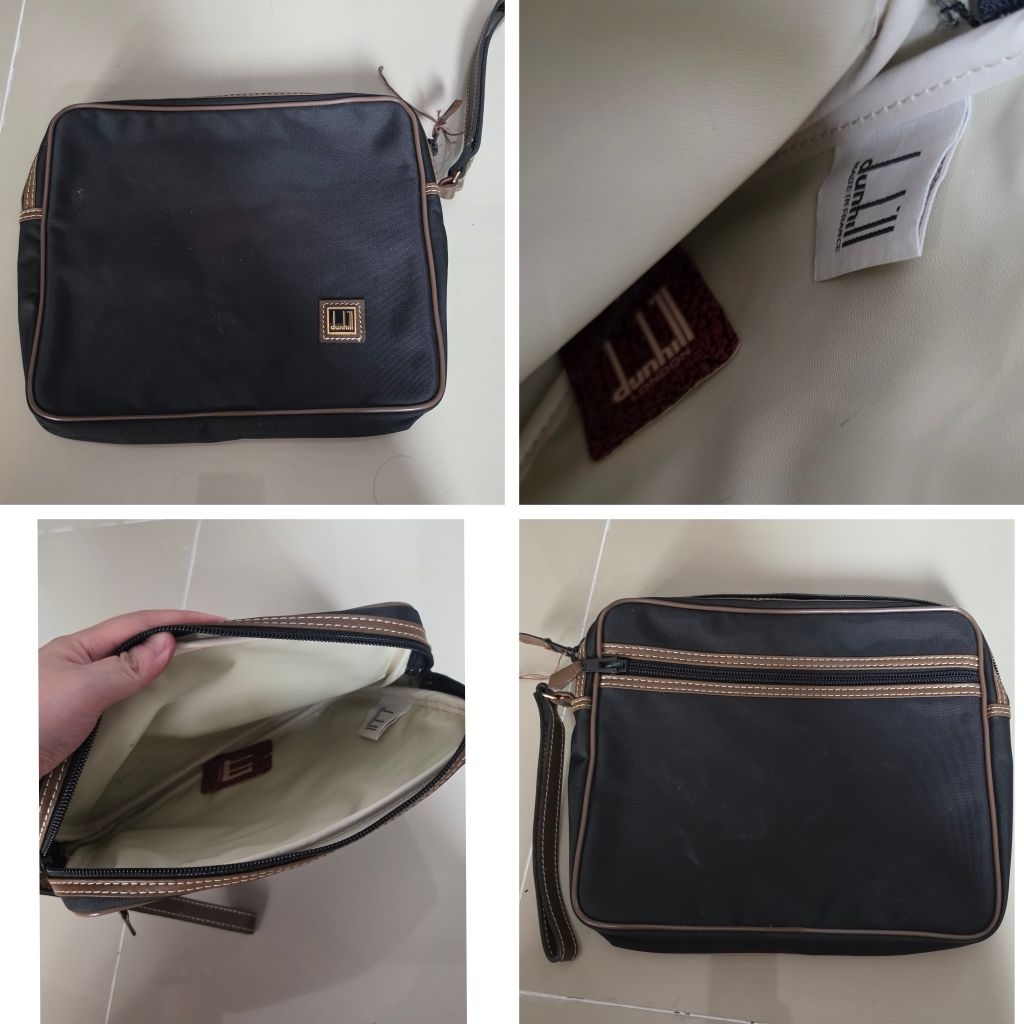 CLUTCH KANVAS KULIT ASLI HITAM DUNHIL