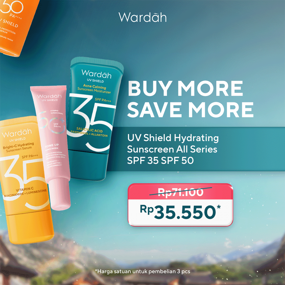 Wardah Sunscreen UV Shield All Series (Airy Smooth Essential Gel Acne Calming Aqua Fresh Tone Up Phy
