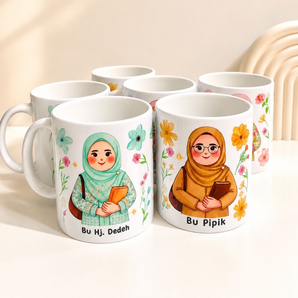 MUG GELAS CUSTOM/MUG KARAKTER/KADO GURU/ /KADO UNTUK GURU/KADO HARI GURU/KADO ULANG TAHUN