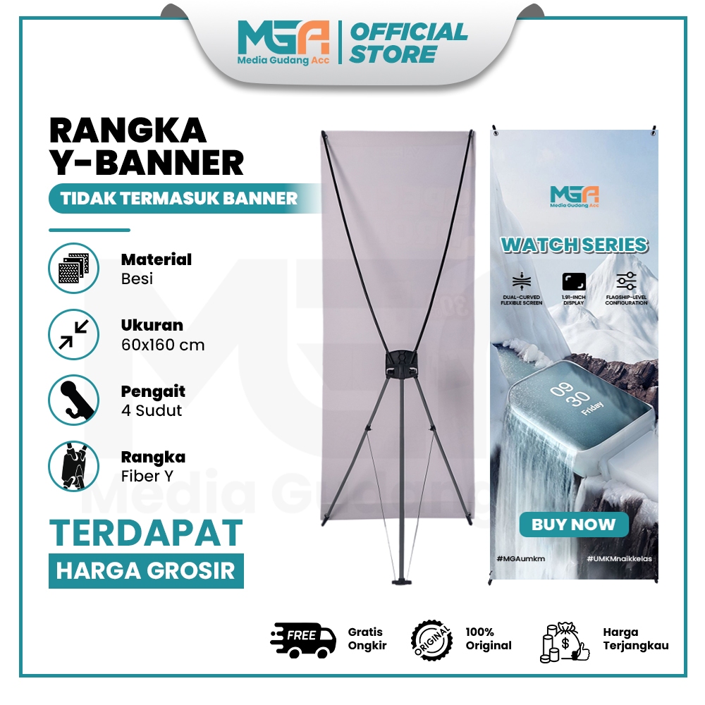Rangka Y Banner Tripod 60x160 cm | Standing Banner Spanduk Promosi Besi & Fiber Kokoh