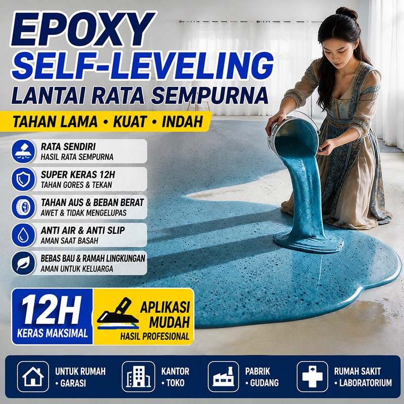 Cat lantai self-leveling pasir berwarna epoksi ubin lantai semen marmer imitasi anti-selip cat lanta