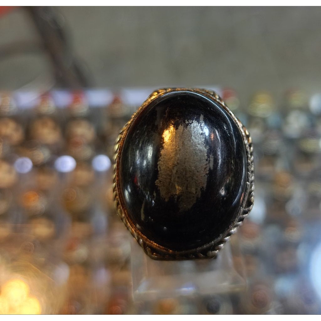 Cincin Fosil Kelor serat emas (Natural)