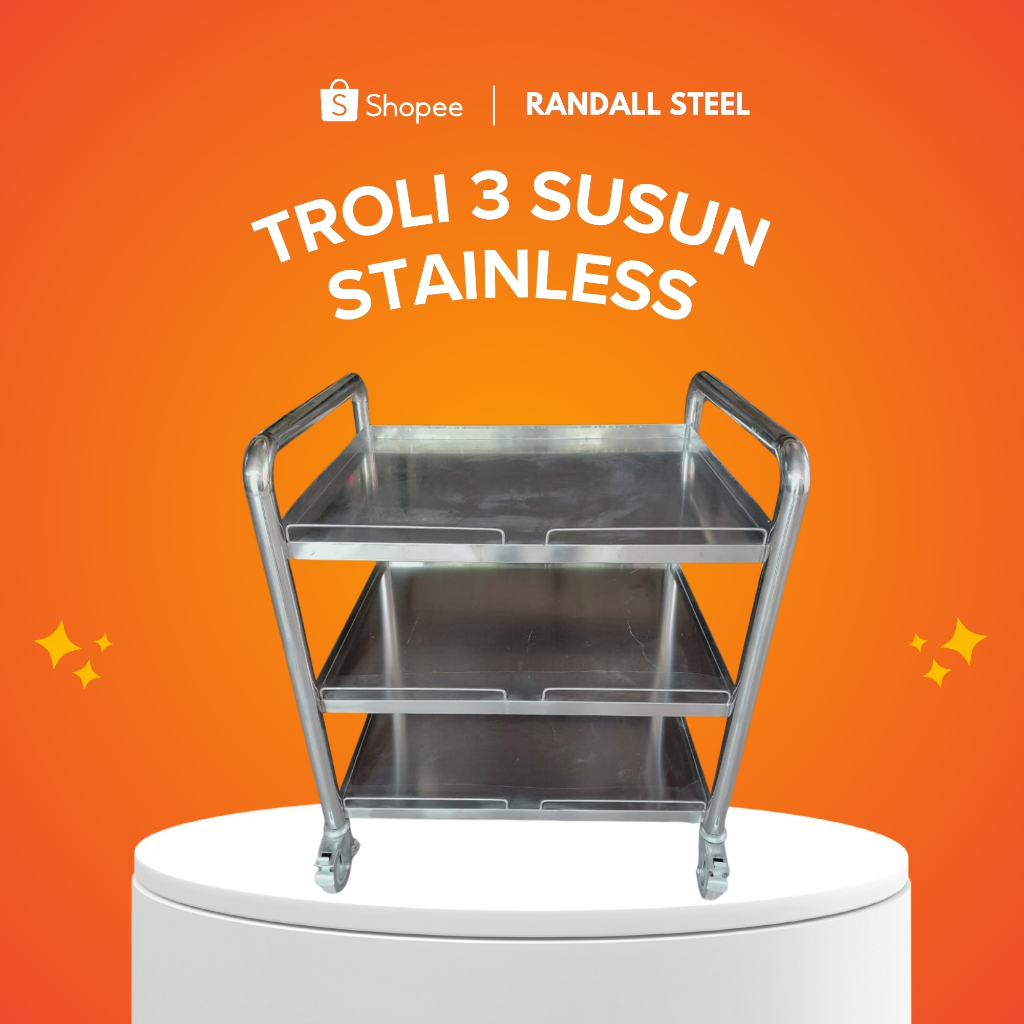 Troli 3 Susun Stainless / Troli Stainless / 3 Tier Stainless Steel Trolley