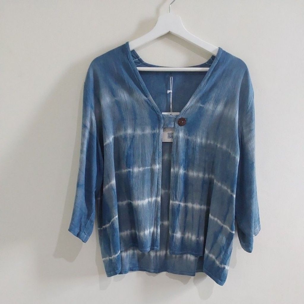 OUTER VEST SHIBORI GARIS BY ROSITA BATIK SHIBORI PEWARNA ALAM