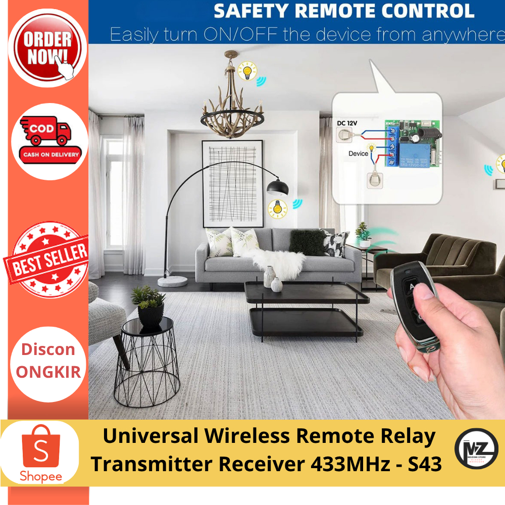 Universal Wireless Remote Relay Transmitter Receiver 433MHz / Saklar Lampu Remote / remote relay wir