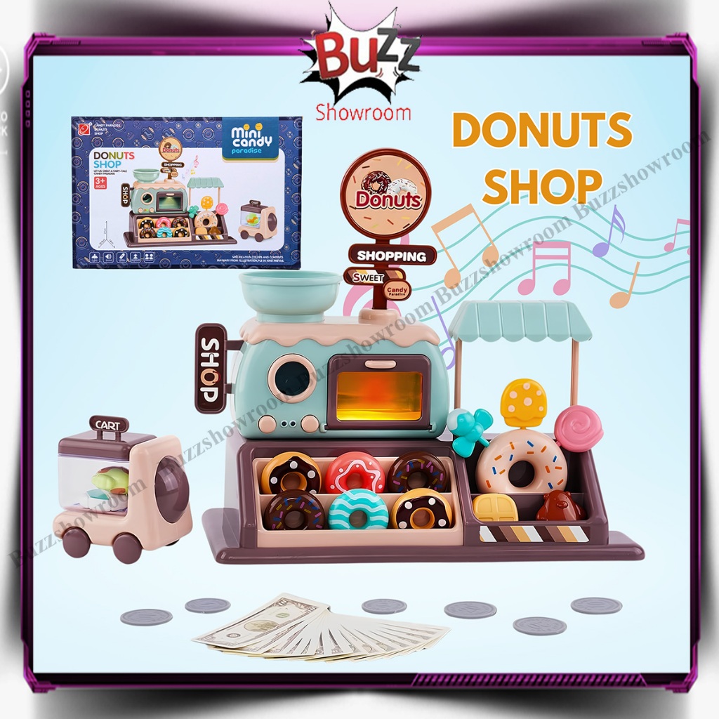 Dessert Donuts Shop Mainan Anak Donut Lolipop Ice Cream Cake Cashier Donat Es Krim Permen Set Oven