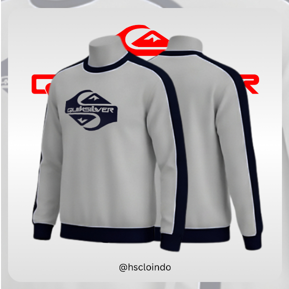 Jaket Sweater XS-5XL QUIKSILVER Surf Snowboard Crewneck Sweatshirt Outwear Bahan Katun Fleece Putih 