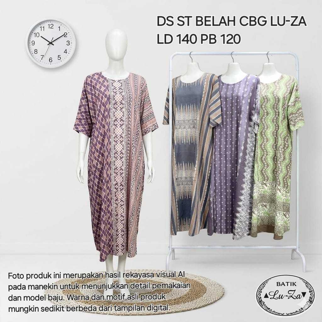LUZA ORI ASLI PEKALONGAN daster st belah cbg jumbo ld 140 bahan adem lowo kalong kelelawar motif ter