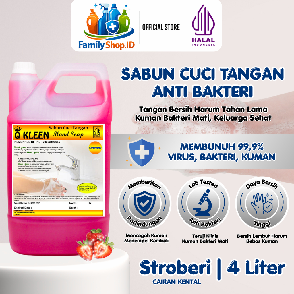 Q KLEEN Hand Soap Anti Bakteri Sabun Pembersih Tangan Bunuh Virus Kuman Bakteri 99,9% Wangi