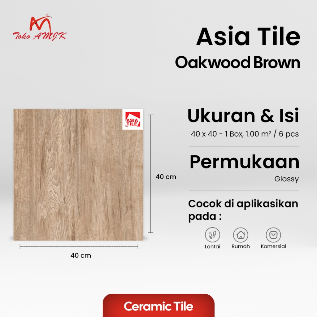 Keramik Asia 40x40 Oakwood Brown