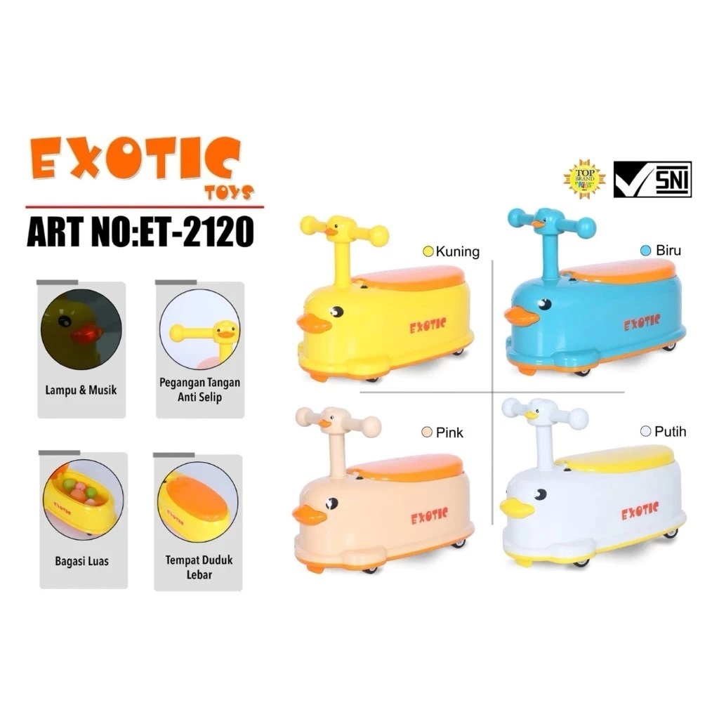 ET 2120 Exotic Kids Ride On Toys // Mainan Kereta Dorong Anak Karakter Bebek Dilengkapi Musik // Tol