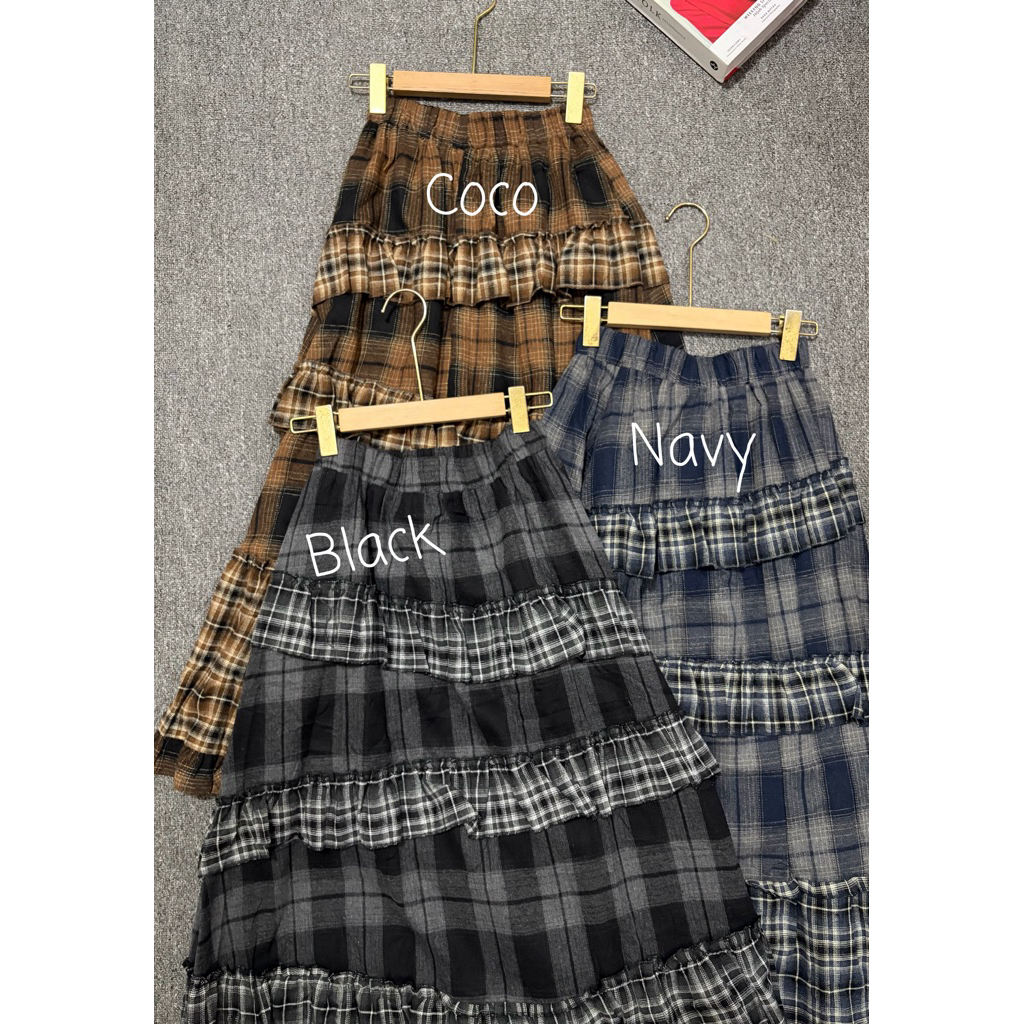 Gingham style rok flanel - payuuo