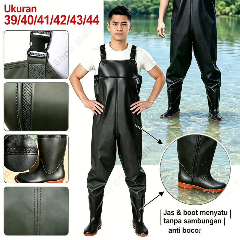 READY Wader Mancing Celana Wader Mancing Waterproof Satu Potong PVC Anti Air Sol Anti Slip