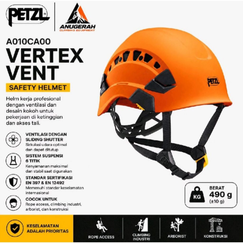 Petzl Vertex Vent Helmet Orange Original Petzl Helmet Rescue