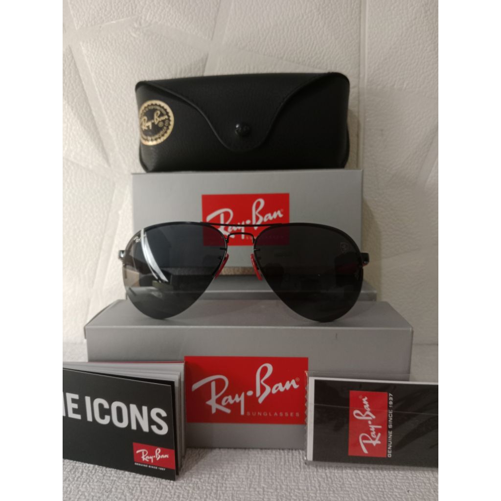Kacamata Rayban Pilot RB3460M F012/6G Polished Black Grey Original
