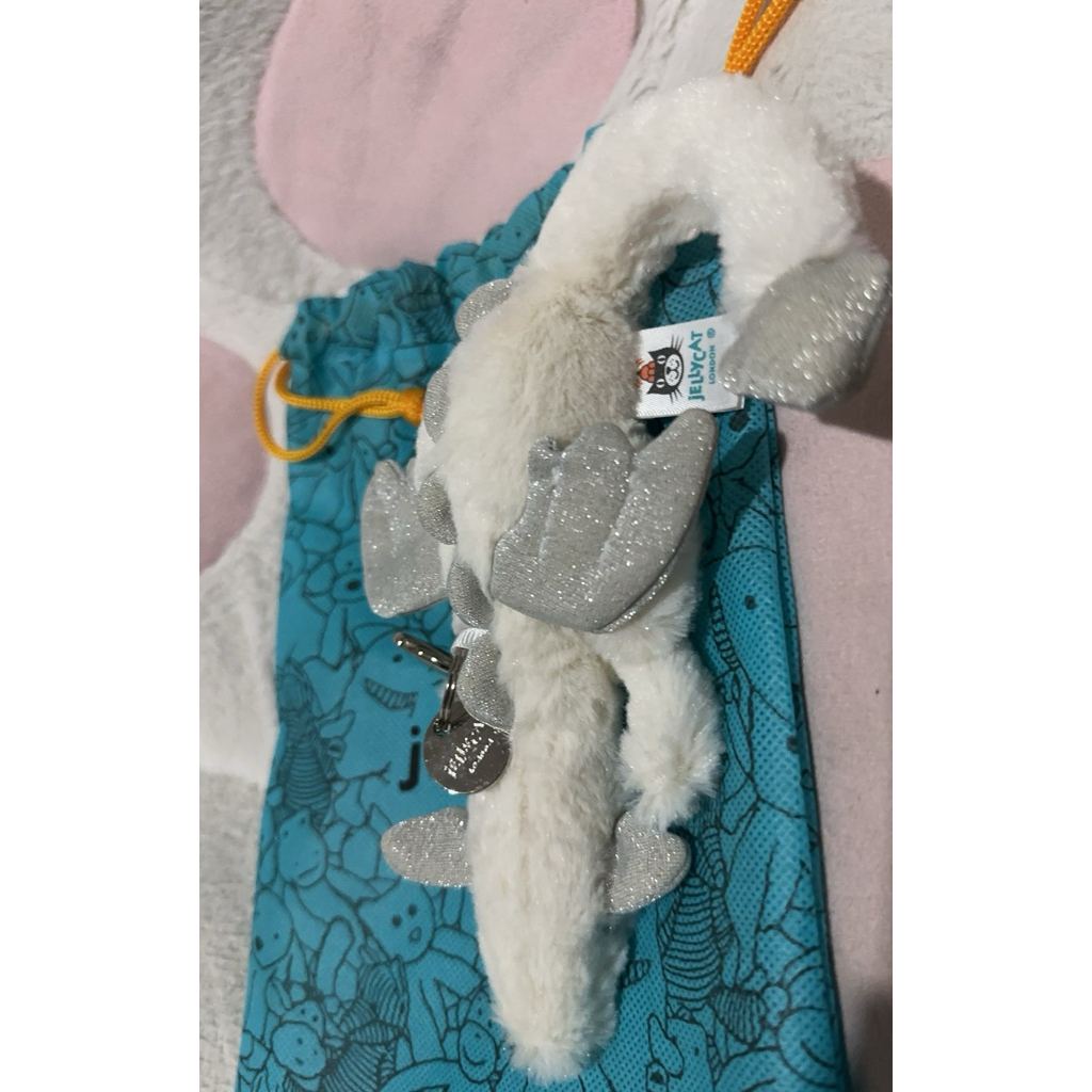 jellycat snow dragon keychain plushie new