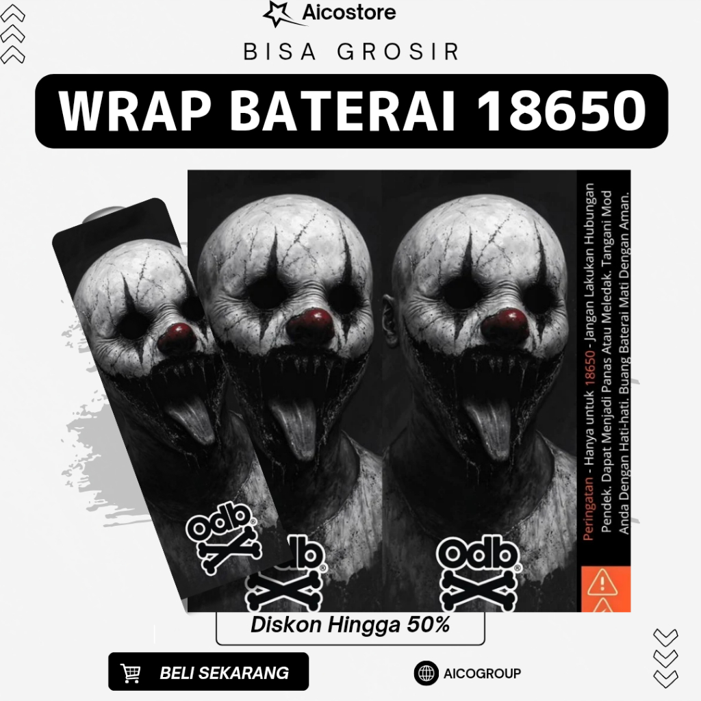 WRAP SERIES Stiker Wrap Baterai 21700 Motif Dark Gothic Demon Satanic Premium Vinyl Anti Air Pelindu