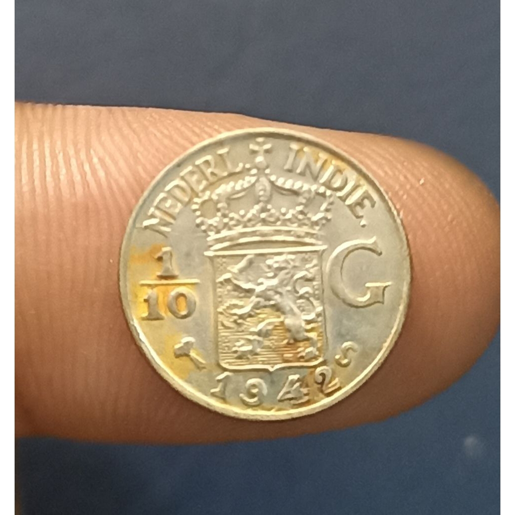 UANG KOIN PERAK 1/10 GULDEN 1942