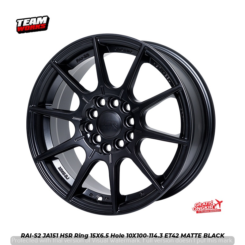 VELG RACING RAI S2 BLACK R15 MOBIL LUXIO ERTIGA L300 GRANDMAX RING 15 LEBAR 6,5 PELEK RACING JDM