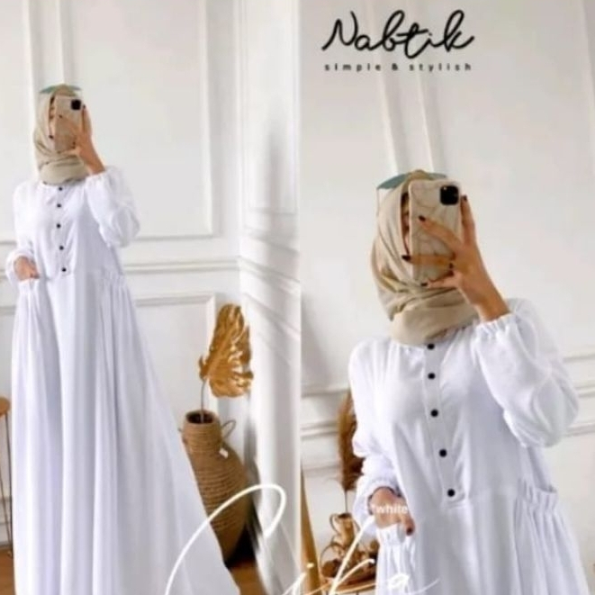 gamis cika nabtik polos gamis putih polos gamis cringkle air