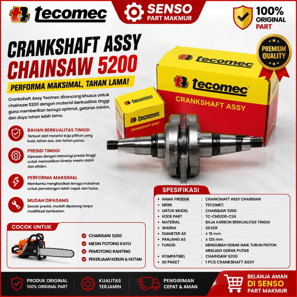 Crankshaft Chainsaw TECOMEC 5800 Kruk as Senso TECOMEC 5800