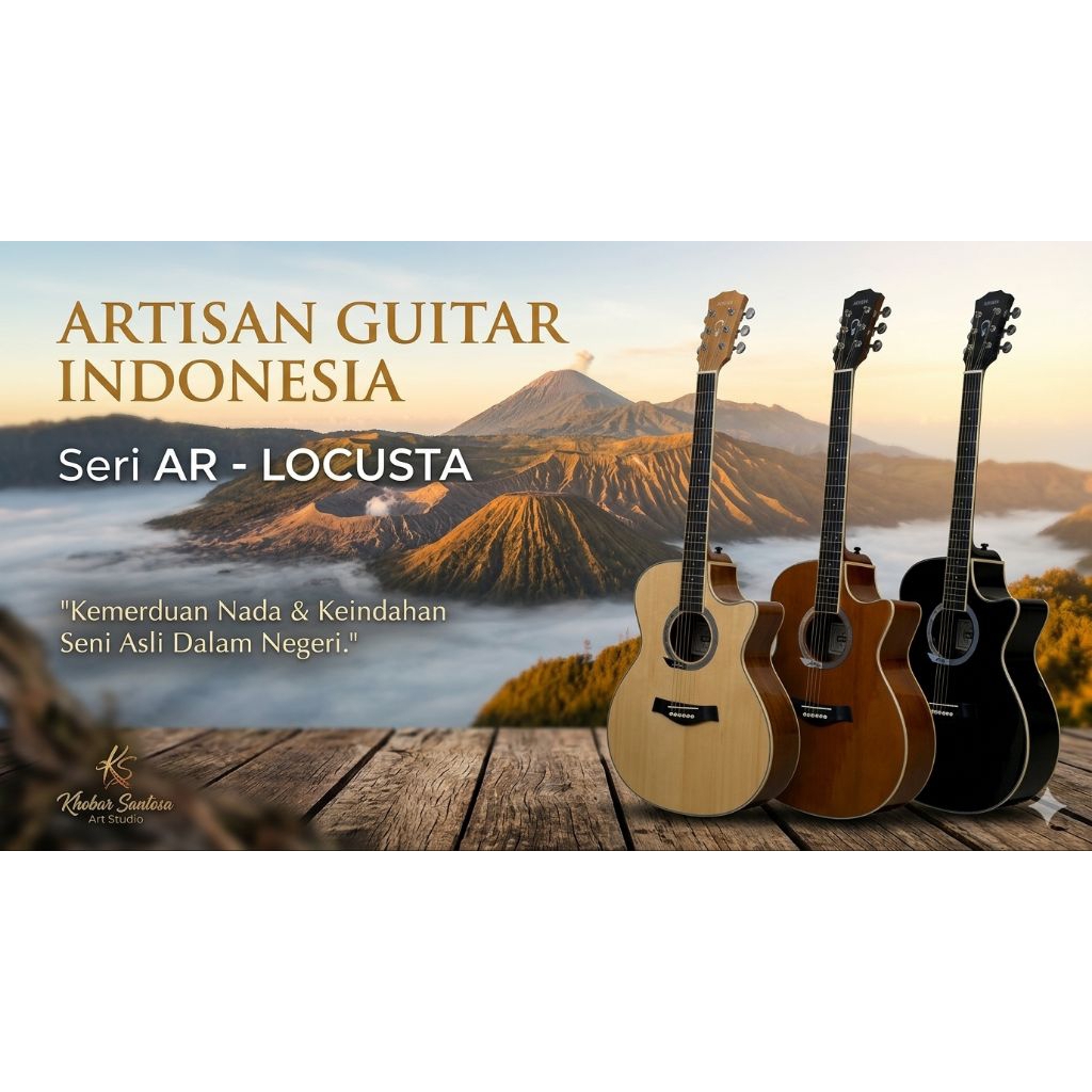 Gitar Akustik Artisan Type AR LOCUSTA Original Brand dan Pabrikan Lokal Asli Indonesia.