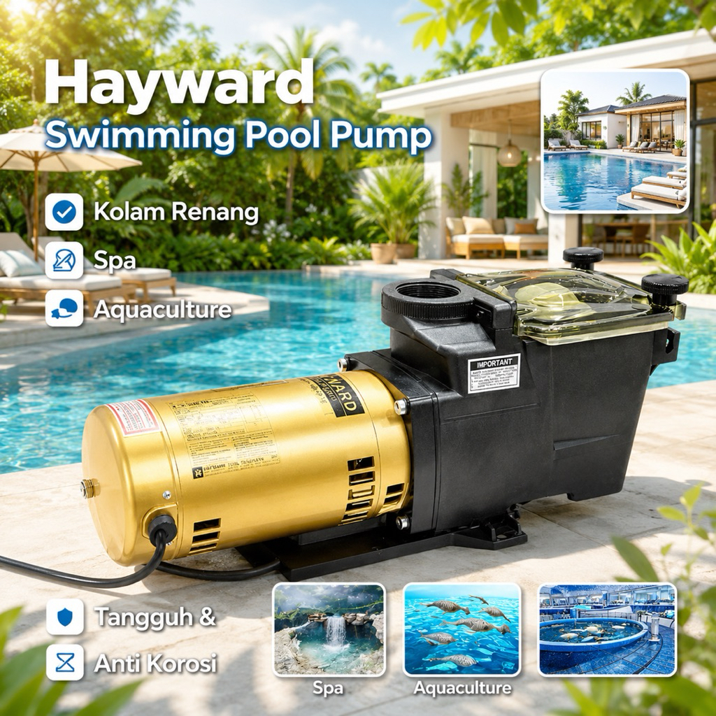 Pompa Hayward Super Pump 1HP 1.5HP 2HP 3HP Pompa Air Sirkulasi Kolam Renang Hayward