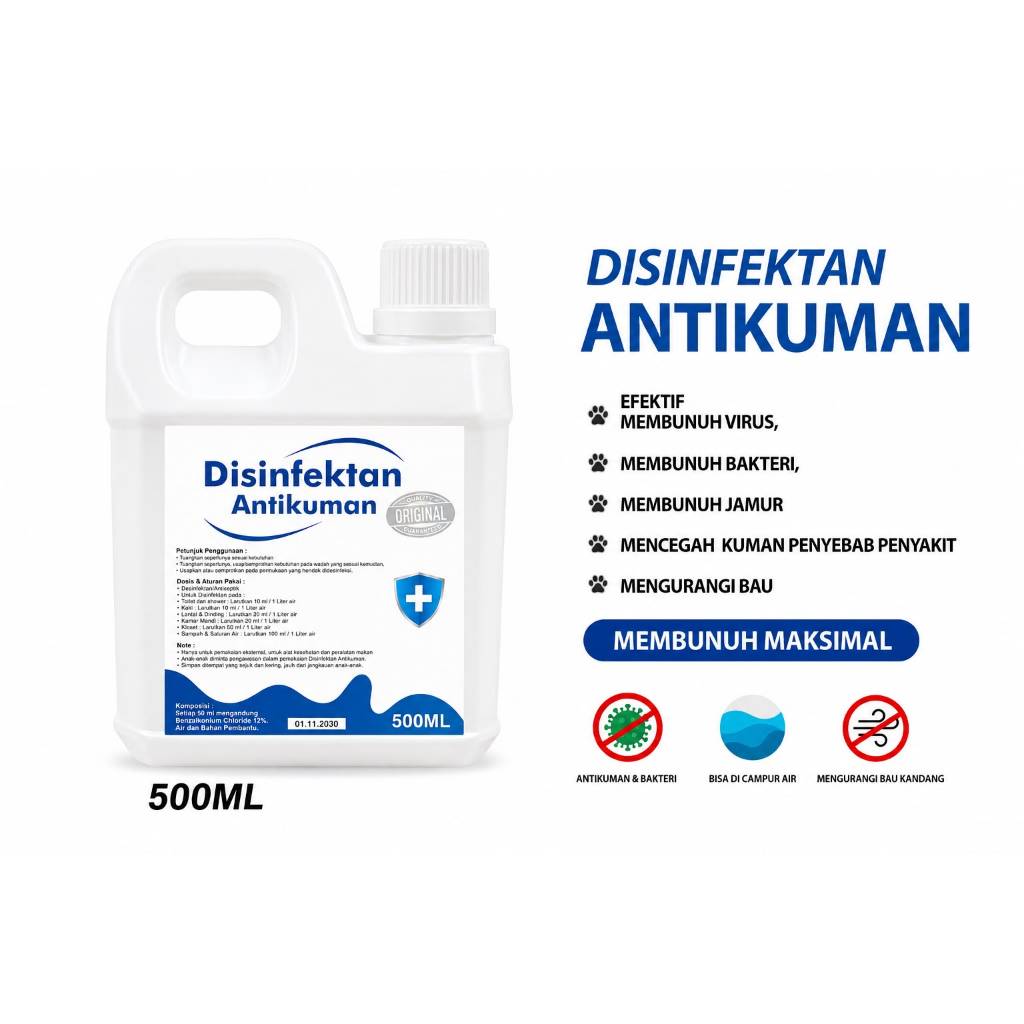 Disinfektan antikuman 500ML - ANTIKUMAN Disinfektan BKC 10% Desinfektan Kandang Peternakan Ayam Bebe