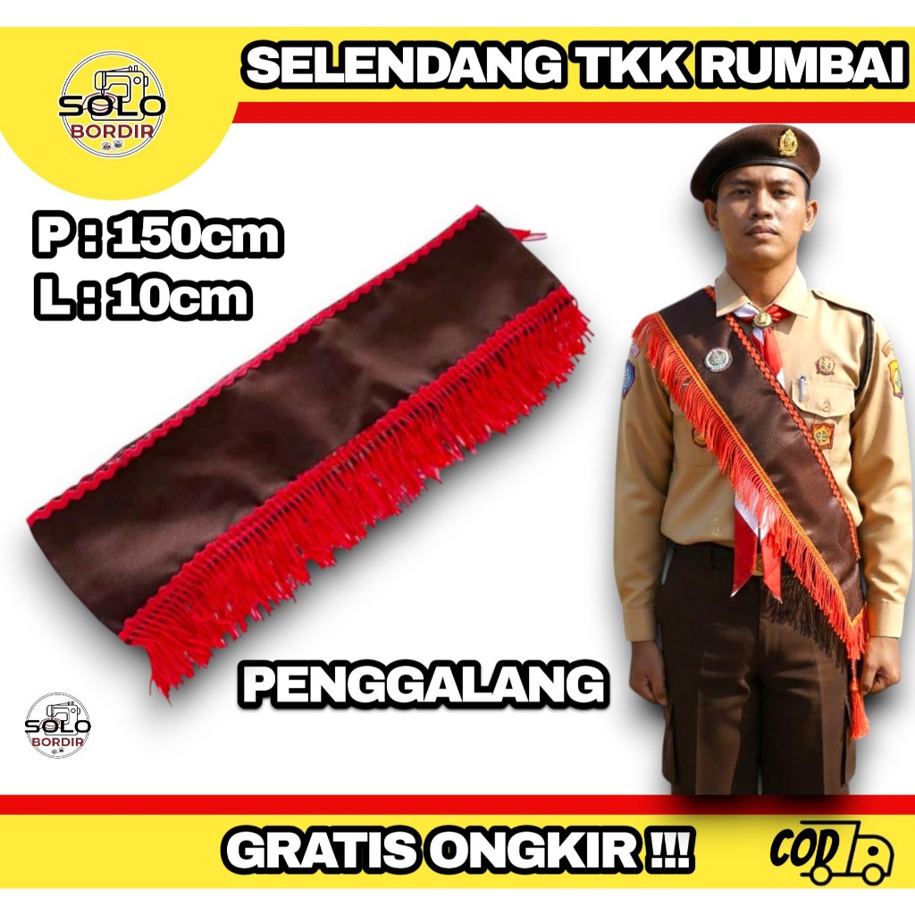 selendang tkk Pramuka MERAH / selempang tetampan tkk pramuka ( lengkap )