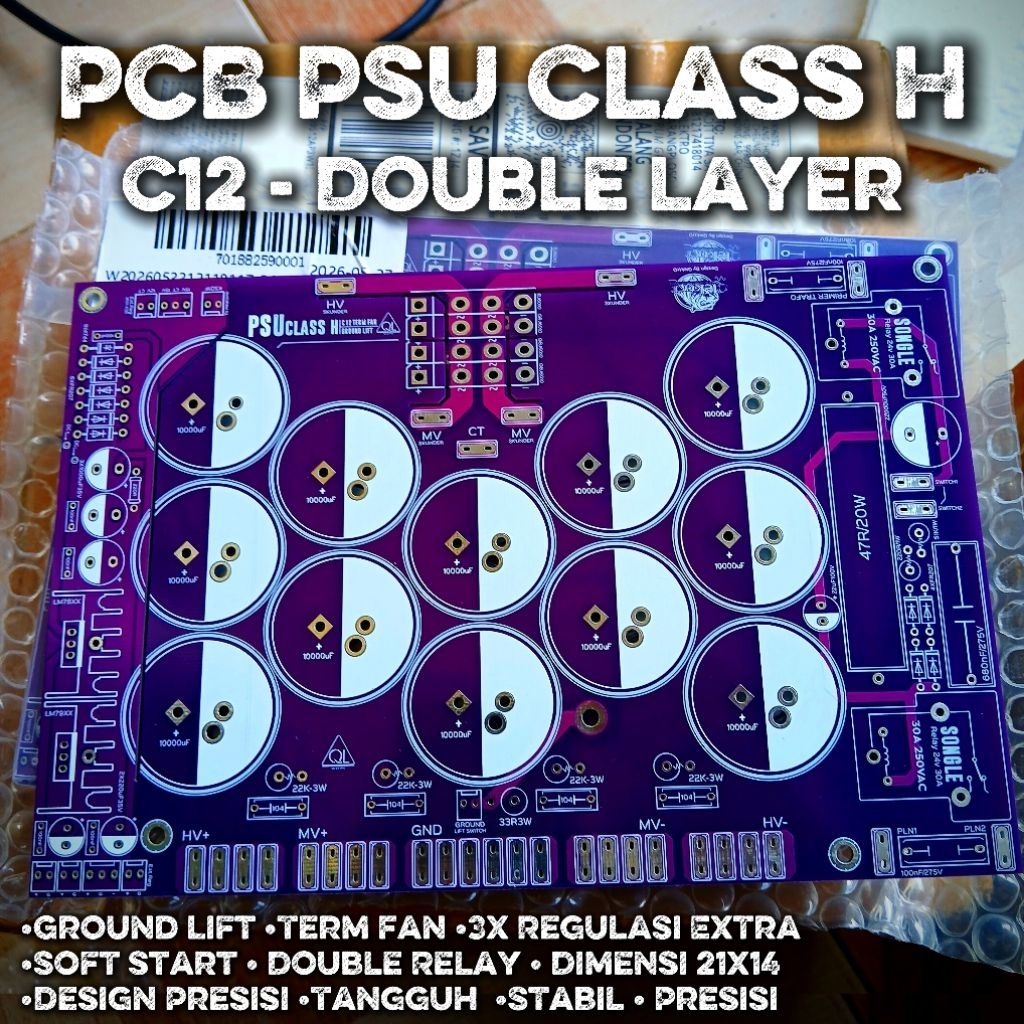PCB PSU CLASS H C12 | Full Feature Double Layer | JLPCB | Term Fan , Ground Lift , Soft Start | Doub
