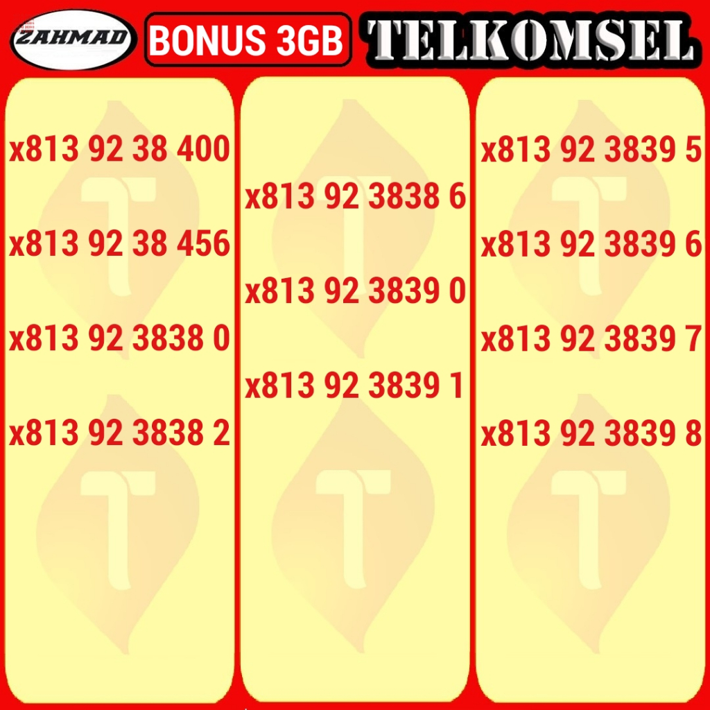 TSEL-C) NOCAN Telkomsel Triple kartu perdana nomor cantik simpati 777 888 999
