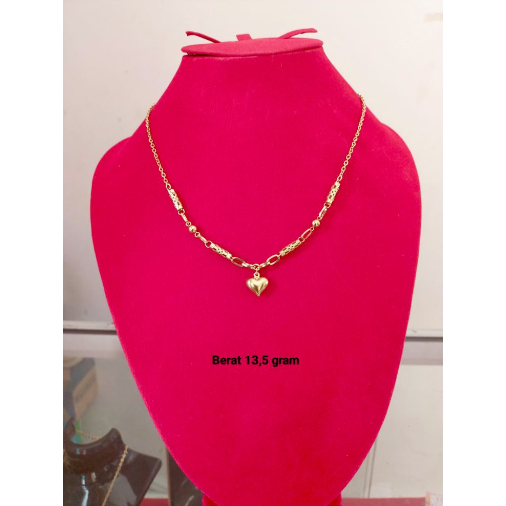 kalung rantai bambu titanium asli lapis emas 23karat Hijab Asli awet tahunan