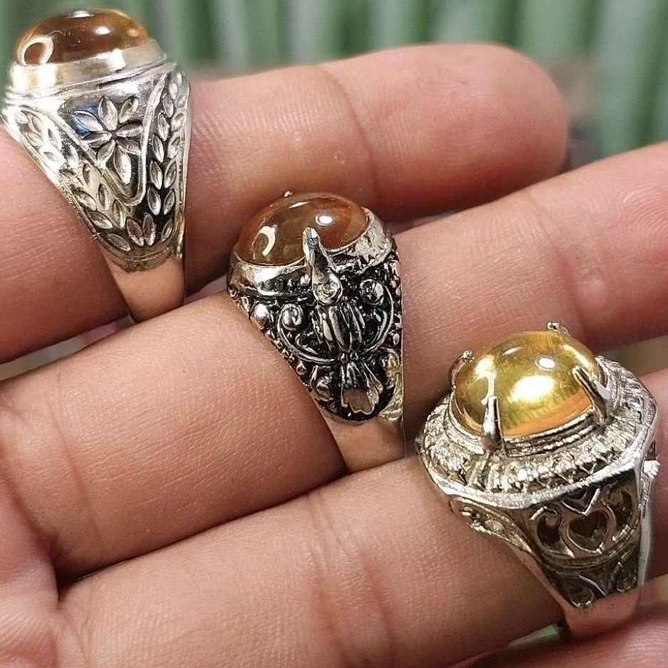 Cincin batu golden citrine kunyit 12mm 