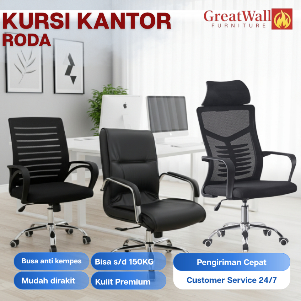 Kursi Kantor Busa Tebal Sender Belajar Gaming Dengan Bantalan Busa Empuk