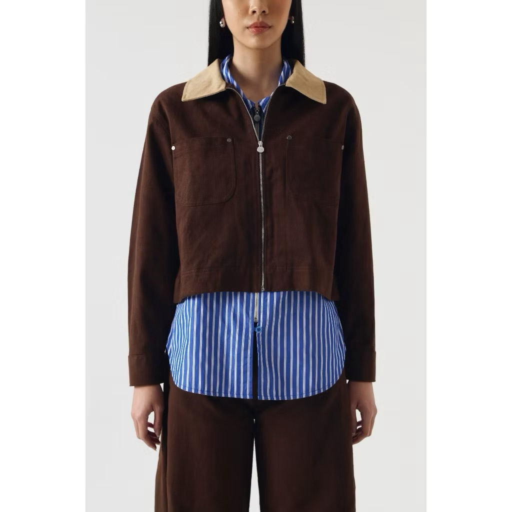 NASL by Nagita Slavina Dark Brown Rivetline Jacket