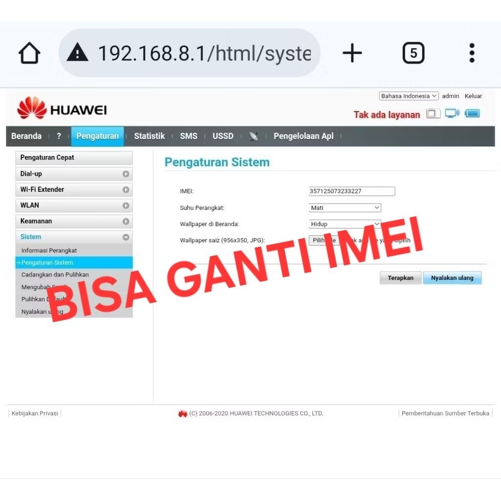 Modem Sudah Bypass Bisa Ganti imei via web, Bisa Kartu Smartfren,  Byu, TSel Type Andromax M2P Huawe