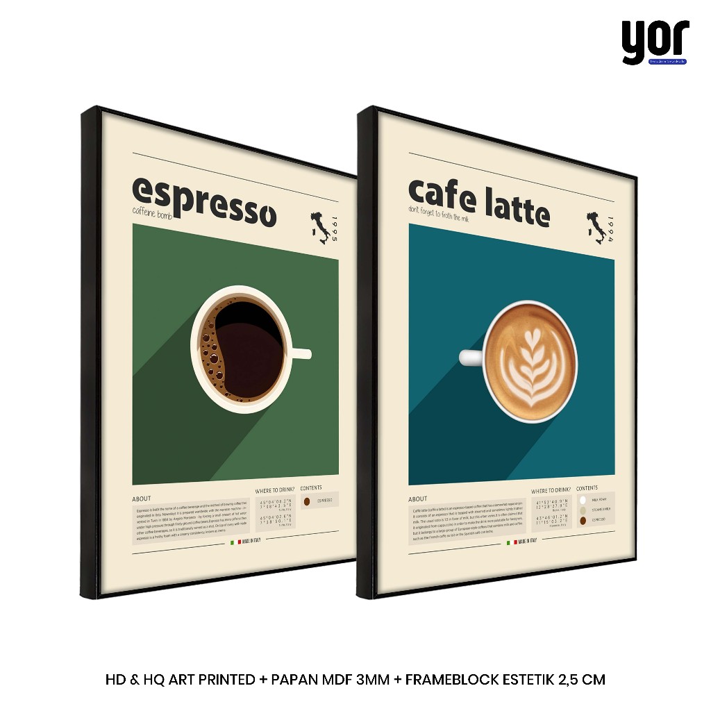 Poster Kopi Minimalis Aesthetic Bingkai Frameblok - Coffee Art Print