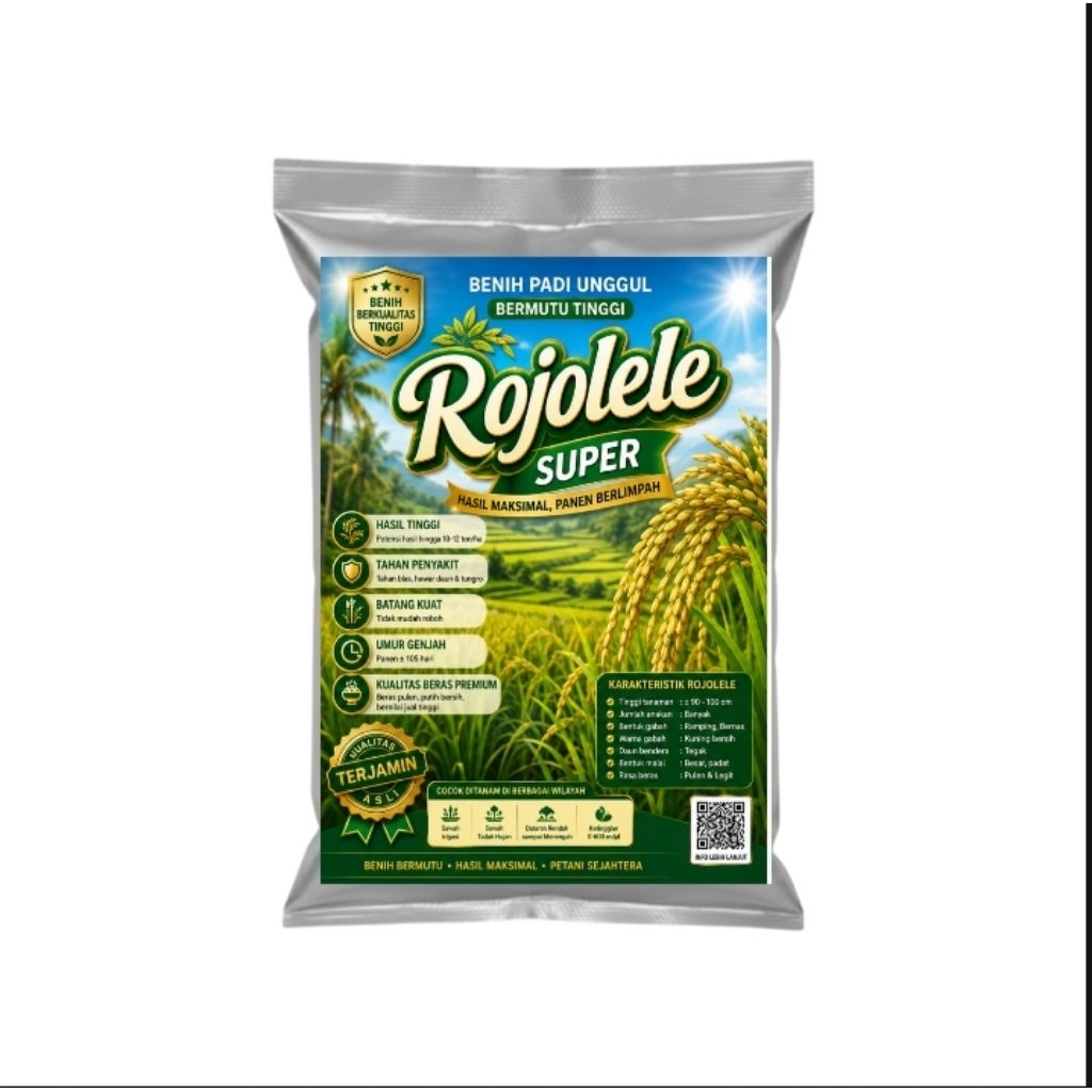 RAJA BENIH 1KG BENIH PADI CIHERANG ROJOLELE SUPER ORIGINAL BERSERTIFIKAT LABEL PUTIH 3 KALI TANAM