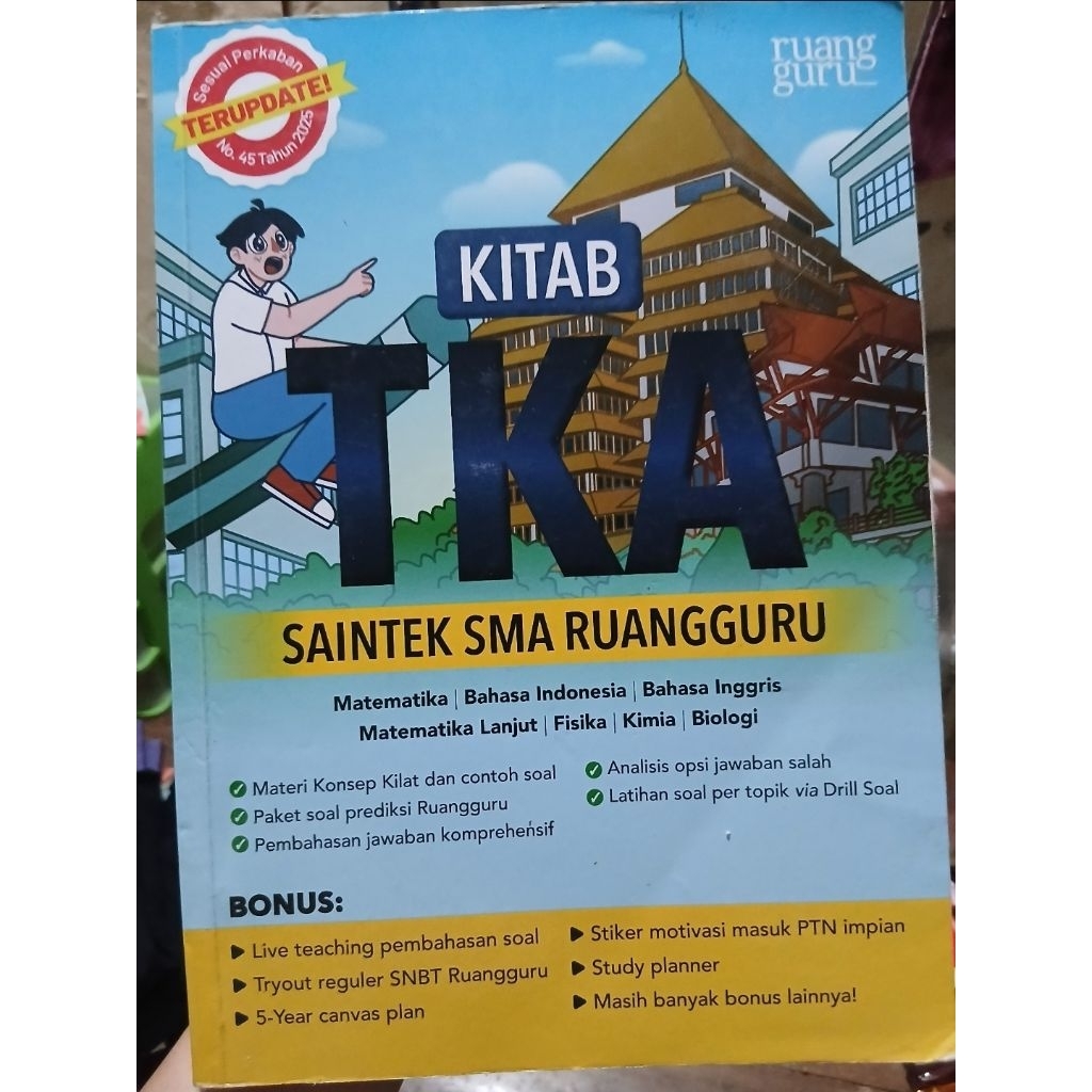 Preloved BUKU TKA RUANGGURU KITAB TKA SMA (buku bekas) SAINTEK by Ruangguru
