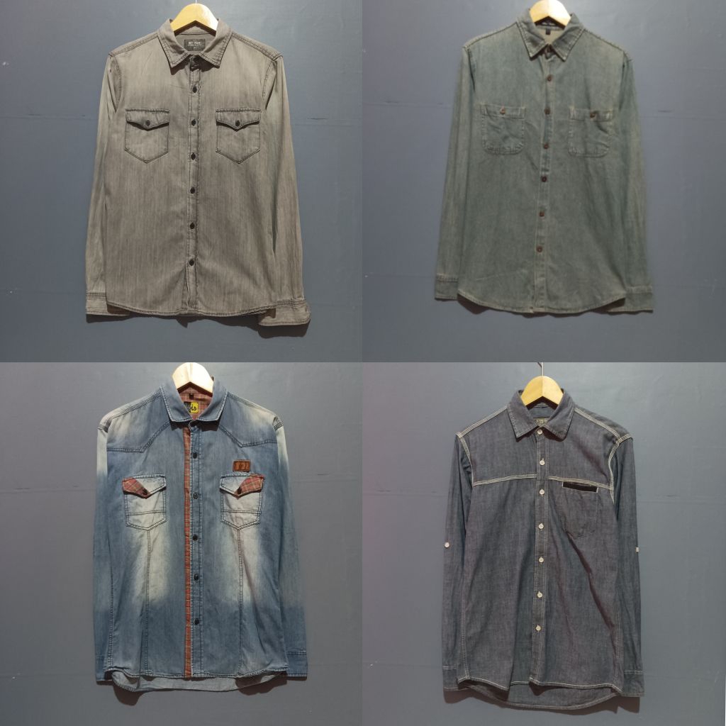 Kemeja Denim Pria Brand | Kemeja Jeans Second Bekas Pakai