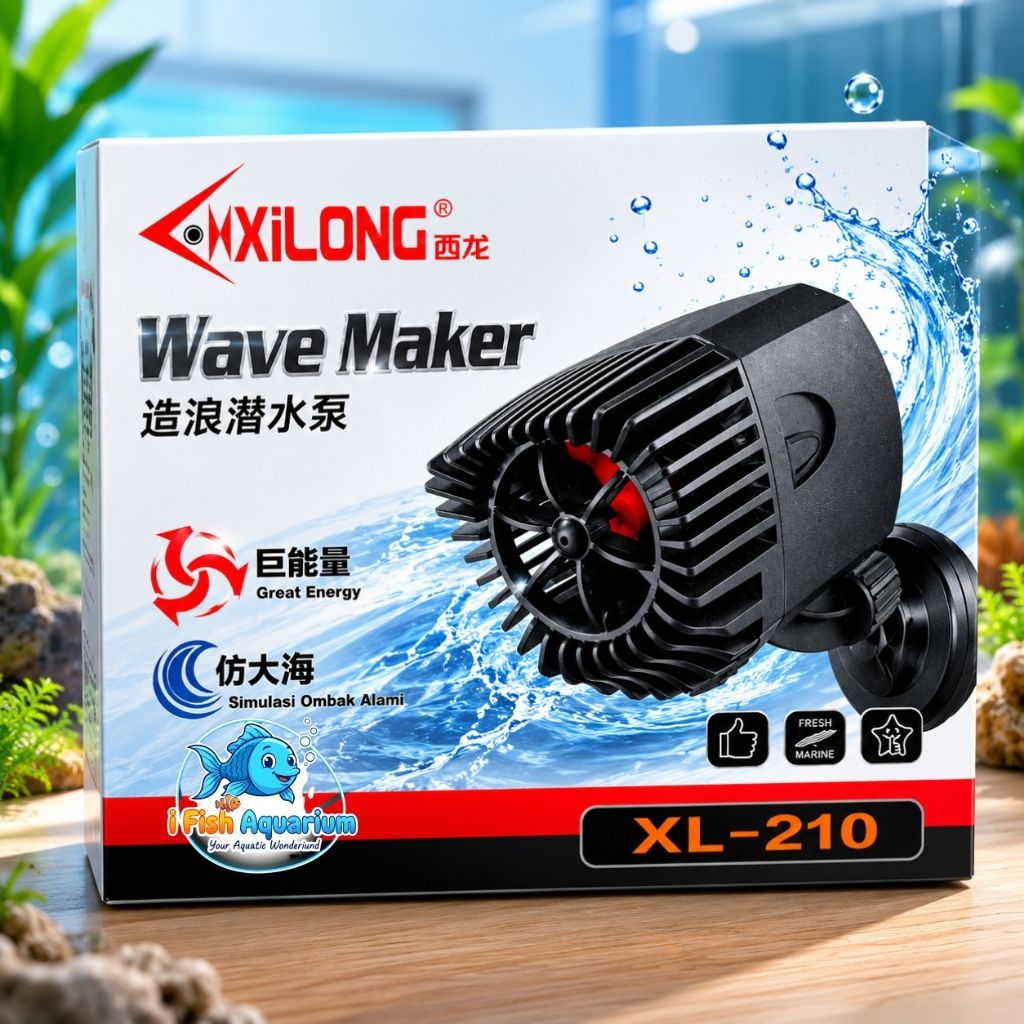 XiLong Wave Maker XL-210 Pompa pembuat arus Aliran Kuat untuk Aquarium 12W 9000L/Jam 220-240V 50Hz H